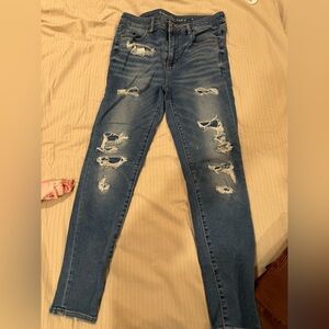 American Eagle Outfitters Ripped Blue Skinny Jeans
